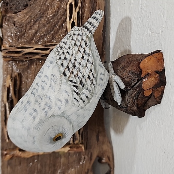 Vintage Carved  White Owl Bird Figurine - Picture 2 of 7
